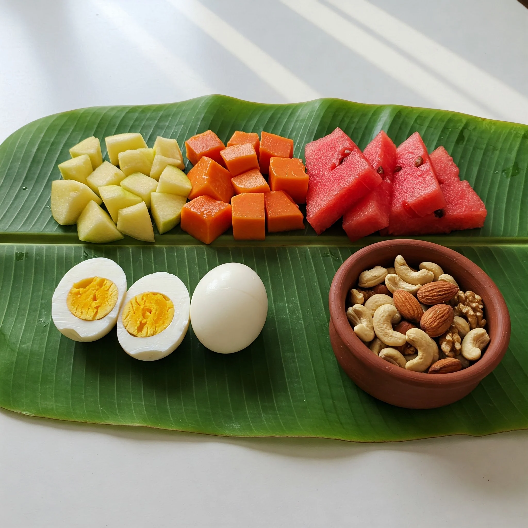 4 Fruits | 1 Boiled Egg | 1 Nuts Bowl (it's a monthly subscription plan)